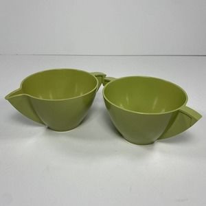 Mallo-Ware Avocado Green Melamine #40 Sugar Bowl (NO LID) & #42 Creamer Vtg MCM